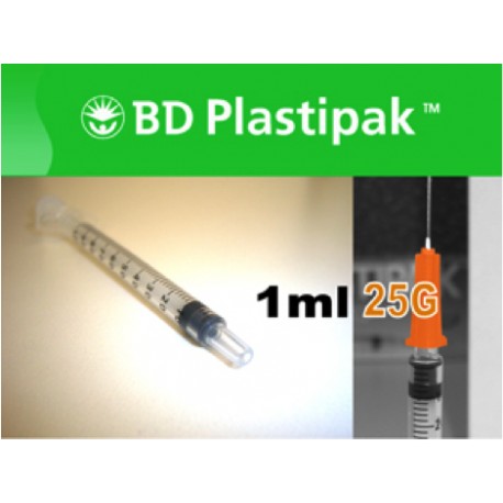 JERINGA BD PLASTIPAK® 1ML - AGUJA NARANJA (25GX16MM)